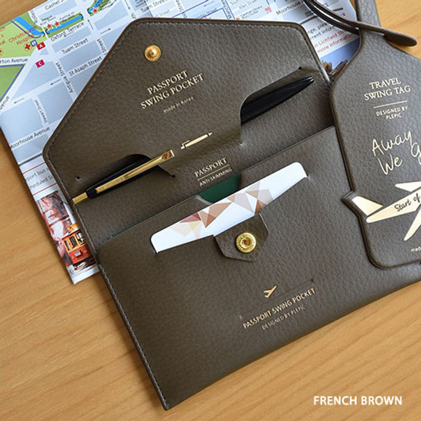 French brown - Away we go swing RFID blocking passport case