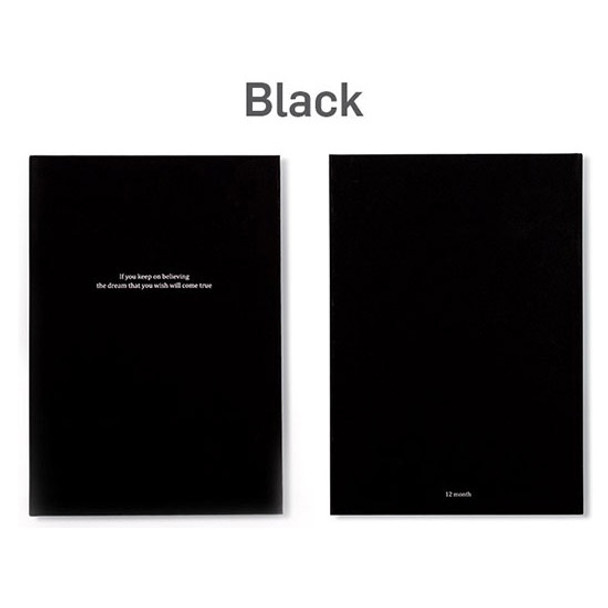 Black - 12 months dateless weekly diary planner