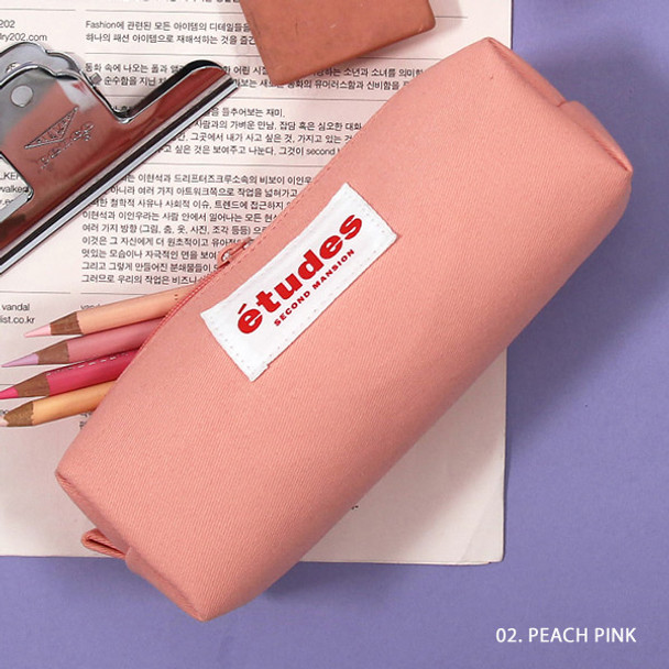 Peach pink - Second Mansion Etudes zipper fabric pencil case pouch