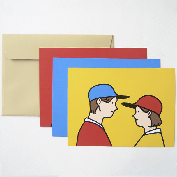Comes with envelope - Jam Studio Boy and girl message postcard with envelope