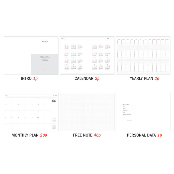Planner section - ICONIC 2020 Simple large dated monthly planner scheduler