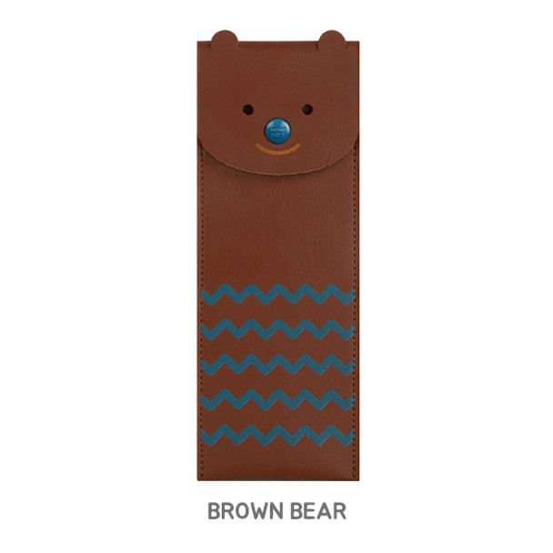 Brown bear - Monopoly Toffeenut pen case with elastic band holder