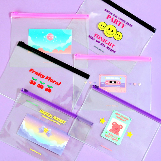 Second Mansion Retro mood clear PVC zip slide pouch Second Mansion Retro mood clear PVC zip slide pouch
