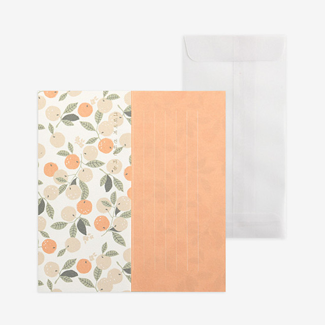 Dailylike Mind pattern letter with envelope set- Orange tree Dailylike Mind pattern letter with envelope set- Orange tree