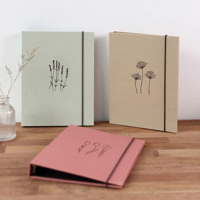 PAPERIAN Book cloth A5 size 6 ring binder with elastic band PAPERIAN Book cloth A5 size 6 ring binder with elastic band
