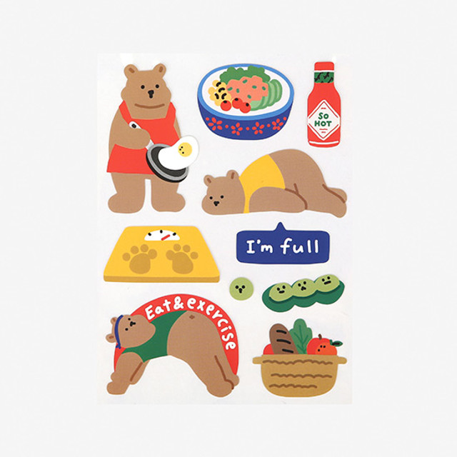 Dailylike Diet bear removable paper deco sticker
