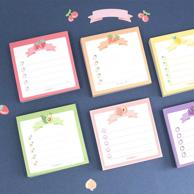 PLEPLE Fruits ribbon memo notes checklist notepad PLEPLE Fruits ribbon memo notes checklist notepad
