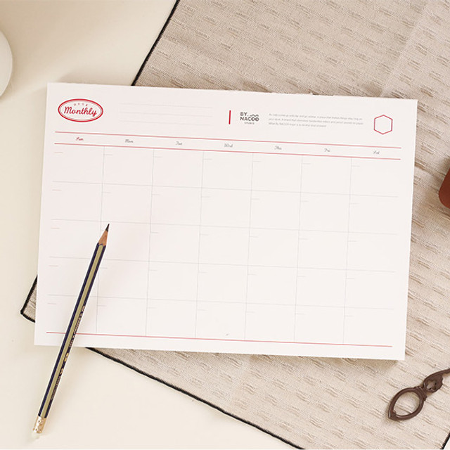 NACOO Red A4 size dateless desk monthly planner scheduler NACOO Red A4 size dateless desk monthly planner scheduler