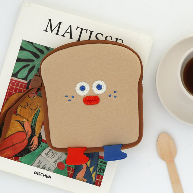 ROMANE Brunch Brother Run toast zipper pouch with a strap ROMANE Brunch Brother Run toast zipper pouch with a strap