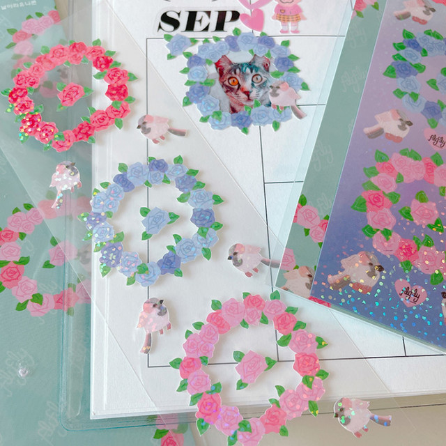 FlyFlyUnicorn Flower Frame Glitter Paper Sticker FlyFlyUnicorn Flower Frame Glitter Paper Sticker