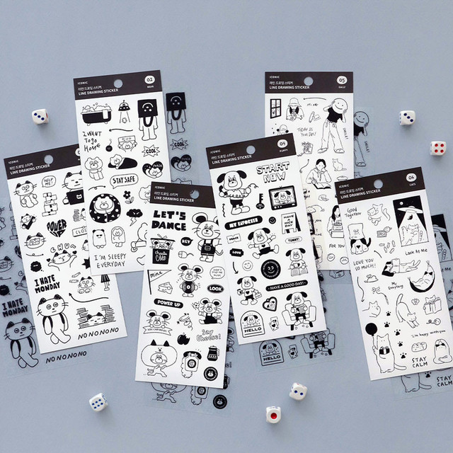 ICONIC Drawing Clear and Removable Paper Sticker Pack ICONIC Drawing Clear and Removable Paper Sticker Pack