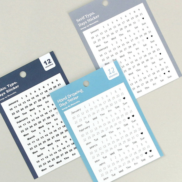 Day of The Week Number Clear Stickers Day of The Week Number Clear Stickers