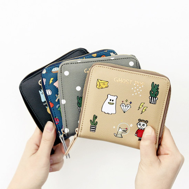 Ghost pop zip around small wallet Ghost pop zip around small wallet