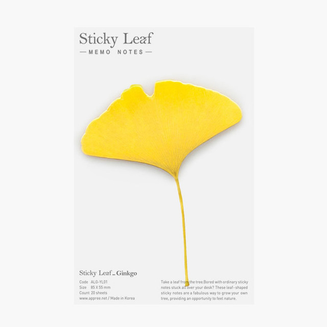 Ginkgo leaf yellow sticky memo notes Medium