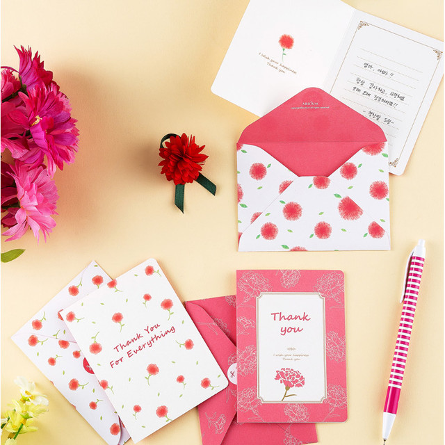 Carnation thank you mini card and envelope Carnation thank you mini card and envelope