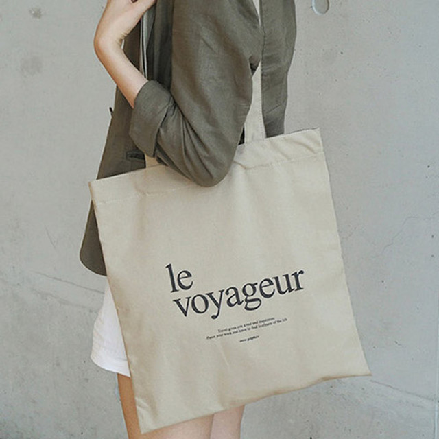 Seeso Le voyageur beige cotton shoulder tote bag