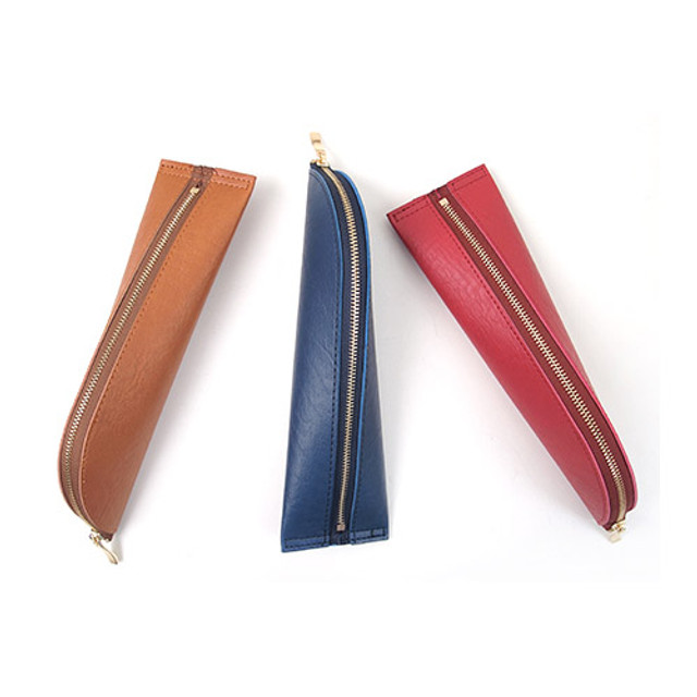 Triangle synthetic leather zipper pencil case Triangle synthetic leather zipper pencil case