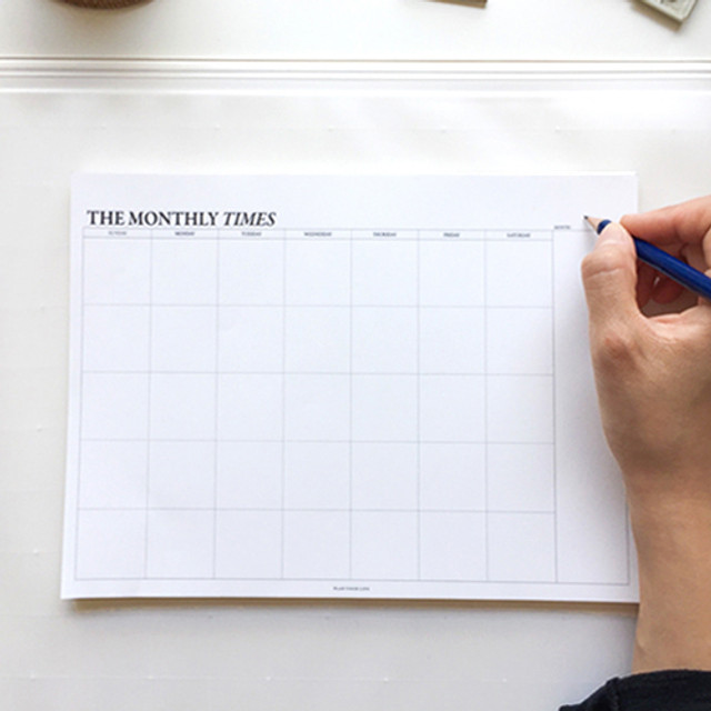 The Monthly times desk planner notepad