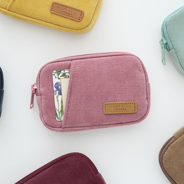 A low hill winter corduroy pocket card case A low hill winter corduroy pocket card case