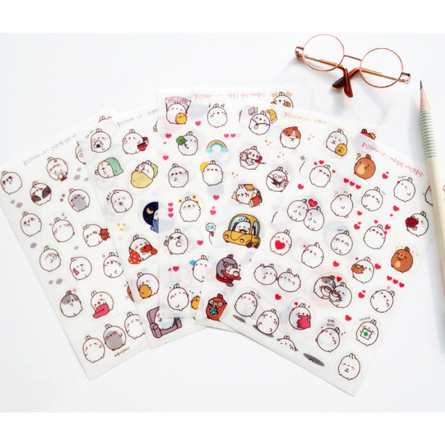 Molang cute deco transparent clear sticker set ver5 Molang cute deco transparent clear sticker set ver5