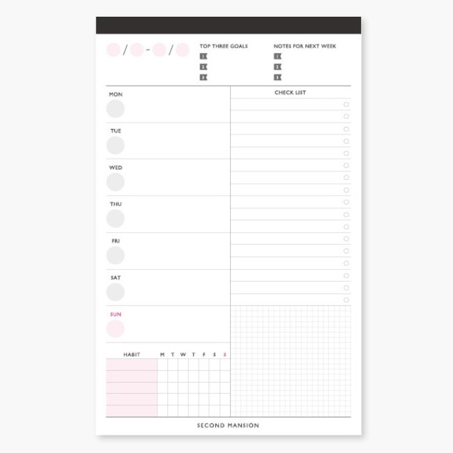 A5 weekly notepad planner