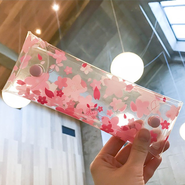 Odong et valerie cherry blossom clear folding pencil case
