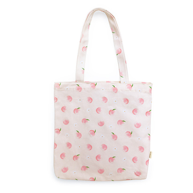 O-check Peach pattern cotton shoulder bag O-check Peach pattern cotton shoulder bag