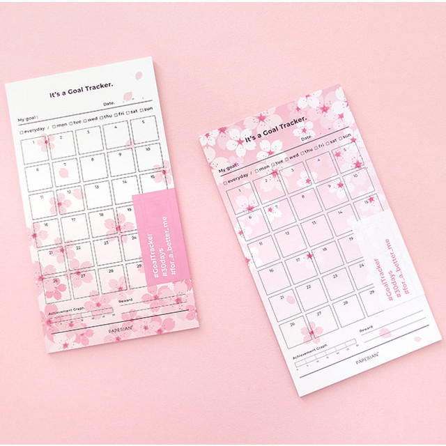 Cherry blossom 30 days goal planning tracker 12 sheets Cherry blossom 30 days goal planning tracker 12 sheets