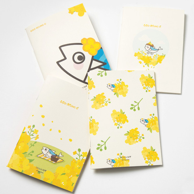 DESIGN IVY Ggo deung o flower small grid and lined notebook DESIGN IVY Ggo deung o flower small grid and lined notebook