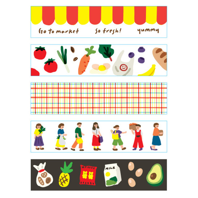 Dailylike Market masking seal paper deco sticker 4 sheets set Dailylike Market masking seal paper deco sticker 4 sheets set