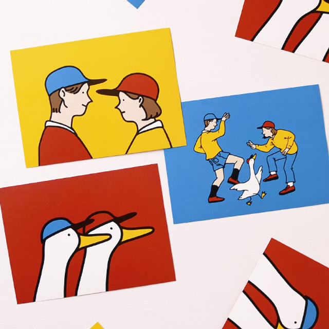 Jam Studio Boy and girl message postcard with envelope Jam Studio Boy and girl message postcard with envelope