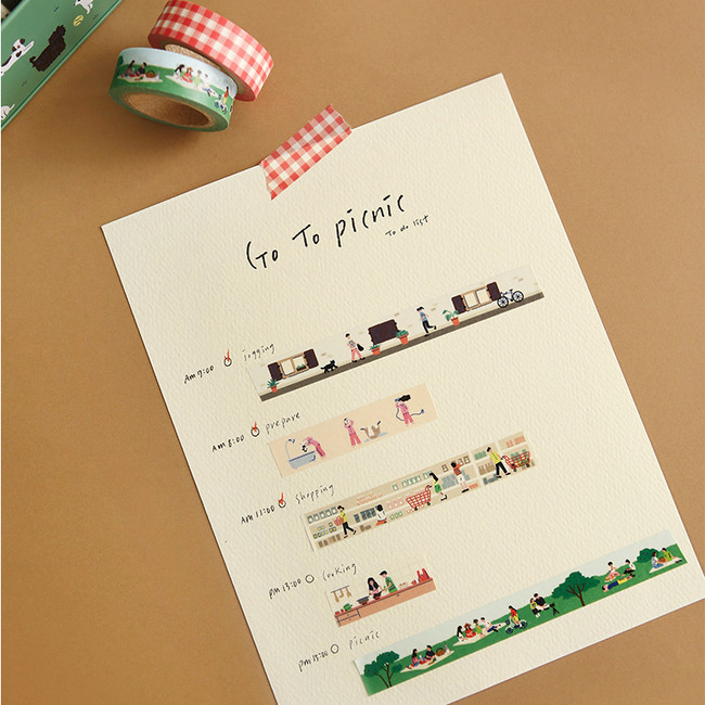 Usage example - Dailylike Go to picnic 10 masking tapes set with tin case