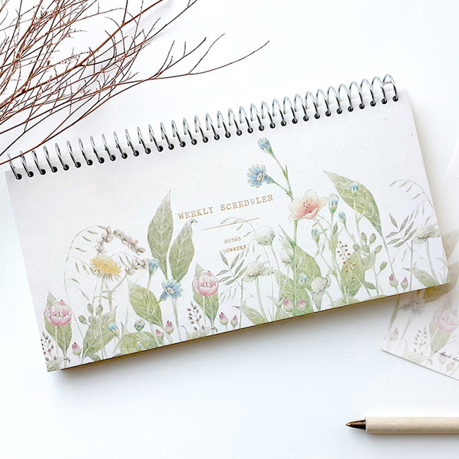 O-CHECK Floral dateless weekly desk spiral planner scheduler