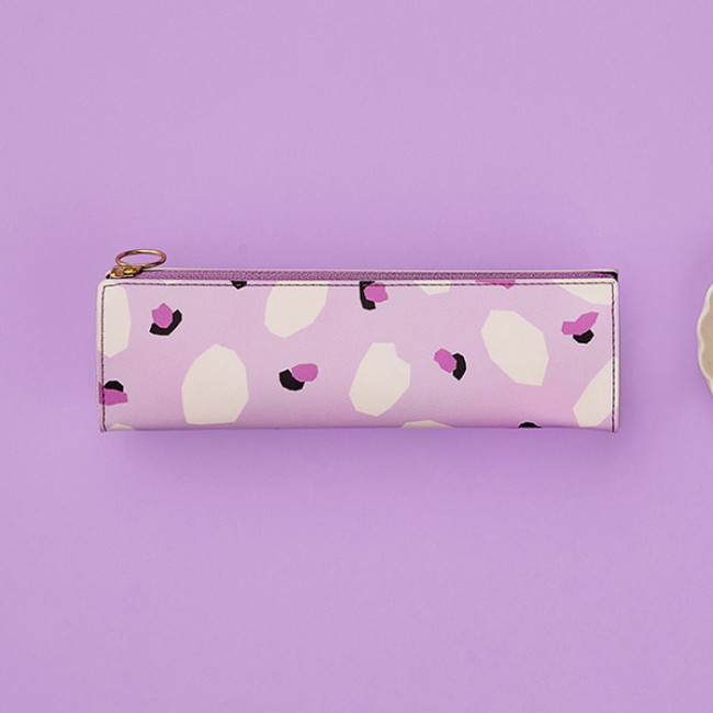 Lavender leopard - Antenna Shop Triangle synthetic leather zipper pencil case