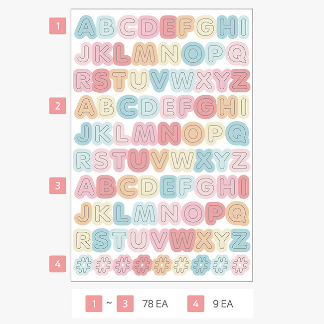 PLEPLE Alphabet gradation paper deco sticker sheet