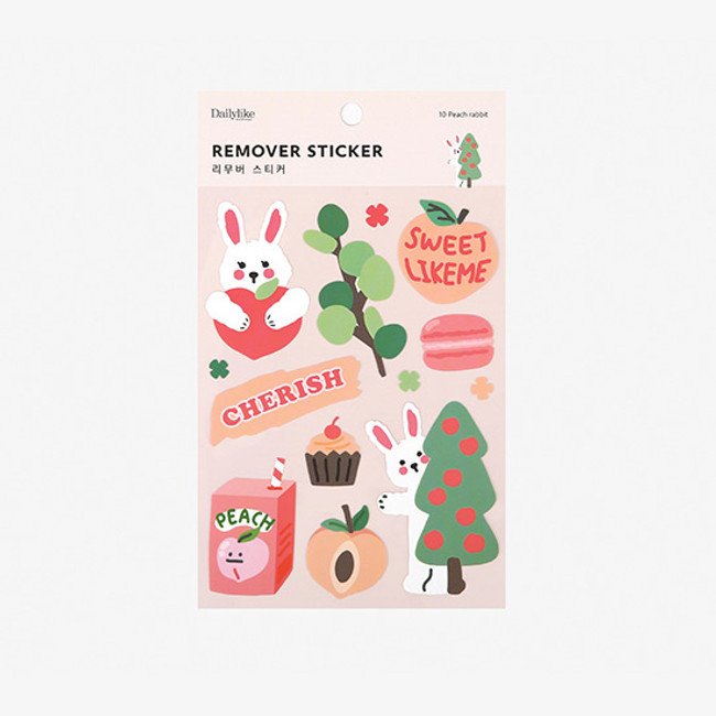 Dailylike Peach rabbit removable paper deco sticker