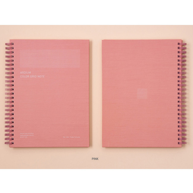 Pink - Ardium Color spiral grid notebook 126 pages