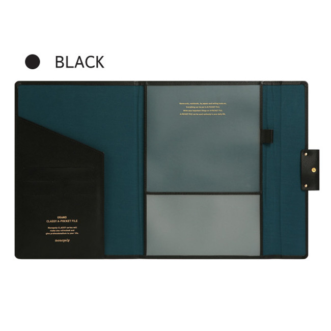 Black - Monopoly Grand new classy A-pocket file folder pouch bag