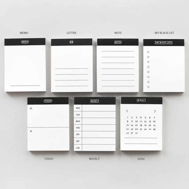 Option - 2NUL Drawing memo checklist weekly plan notes notepad