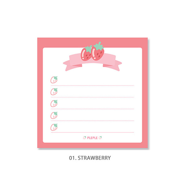 Strawberry - PLEPLE Fruits ribbon memo notes checklist notepad