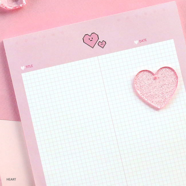 Heart - ICONIC Sweet B5 size grid notes memo notepad 