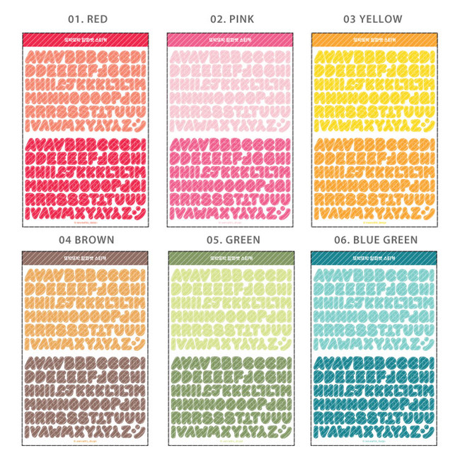 10 colors - Alphabet upper case craft decoration sticker 10 colors set
