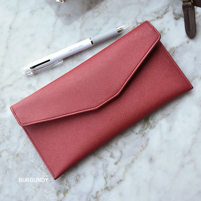 Burgundy - Play Obje Classy synthetic leather wallet pencil case