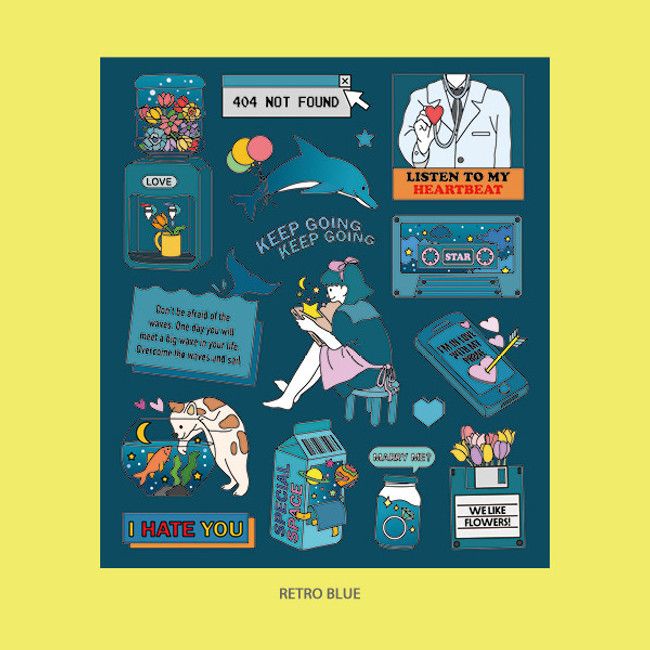 Retro Blue - Ardium Pop illustration colorful point paper sticker ver4