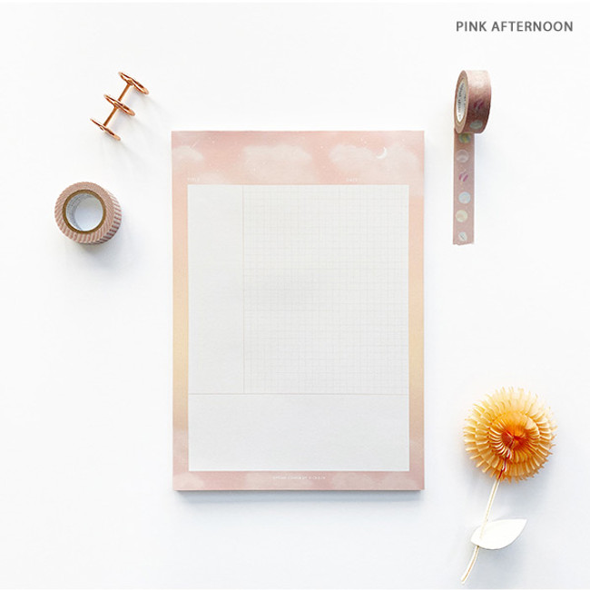 Pink Afternoon - O-CHECK Vertical B5 Cornell study notes grid notepad