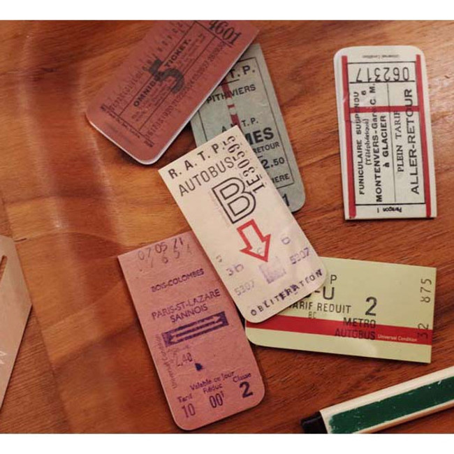 Usage example - UNIVERSAL CONDITION Vintage ticket magnet bookmark set