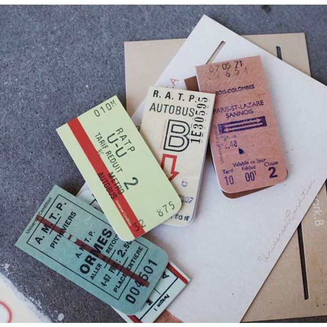 Usage example - UNIVERSAL CONDITION Vintage ticket magnet bookmark set