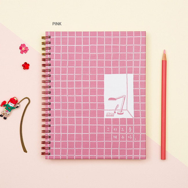 Pink - Ardium Grid spiral bound dateless weekly study planner