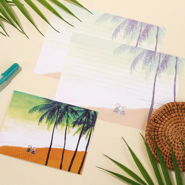 Summer beach - DESIGN GOMGOM Colorful medium letter and envelope set