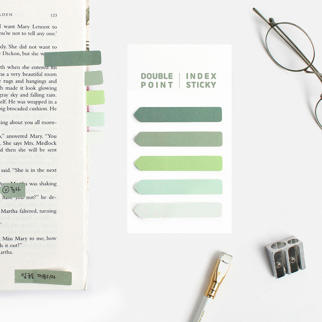 Green - Bookfriends Colorchip double point index sticky bookmark